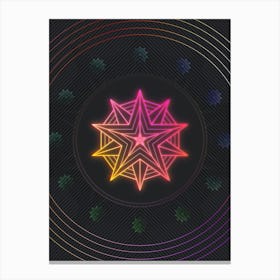 Neon Geometric Glyph in Pink and Yellow Circle Array on Black n.0225 Canvas Print