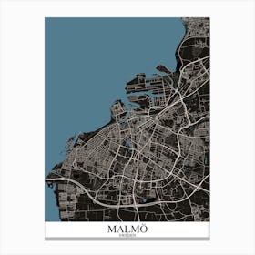 Malmo Black Blue Canvas Print