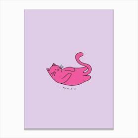 Lilac And Pink Meow Cat Canvas Print