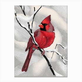 Cardinal In The Snow Canvas Print