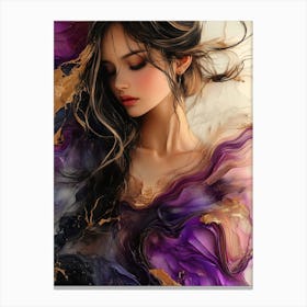 Purple Girl With Long Hair Canvas Print