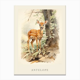 Beatrix Potter Inspired  Animal Watercolour Antelope 4 Canvas Print