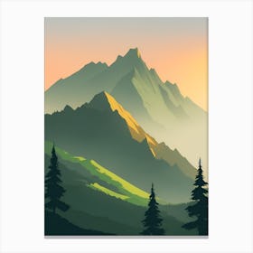 Misty Mountains Vertical Composition In Green Tone 31 Canvas Print