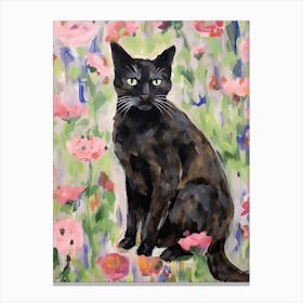 A Black Cat Painting, Impressionist Painting 1 Canvas Print