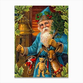 Santa Claus In Blue Suit Canvas Print