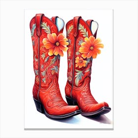 Cowgirl Boots Red Canvas Print