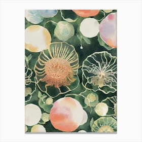 Moon Jellyfish Vintage Graphic Watercolour Canvas Print