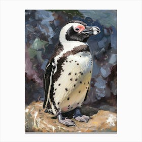 African Penguin Santiago Island Oil Painting 3 Canvas Print