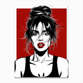 Girl With Red Lipstick Canvas Print