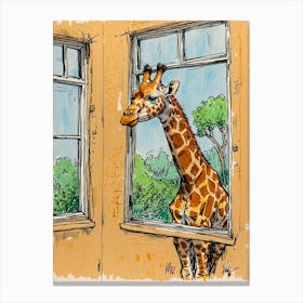 Default Draw Me A Giraffe With A Telescopic Neck Peeking Into 2 Canvas Print