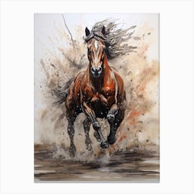 A Horse Painting In The Style Of Pouring Technique 4 Canvas Print
