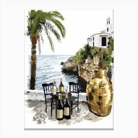 Watercolor Of A Beach Scene Canvas Print