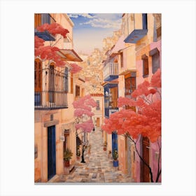 Malaga Spain 2 Vintage Pink Travel Illustration Canvas Print