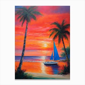 Sailboat At Sunset 1 Canvas Print