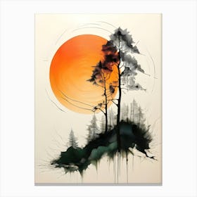 Sunset With Trees 3 Canvas Print