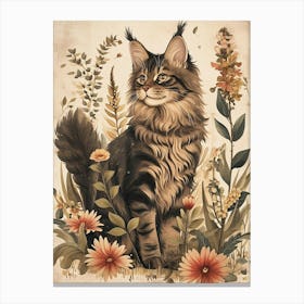 Maine Coon Cat Japanese Illustration 2 Canvas Print