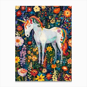 Floral Modern Fauvism Unicorn 3 Canvas Print