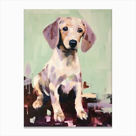 A Dachshund Dog Painting, Impressionist 4 Canvas Print