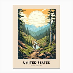 Pacific Crest Trail Usa 4 Vintage Hiking Travel Poster Canvas Print