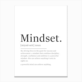 Mindset Definition Poster - Dictionary Canvas Print