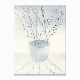 Light Grey Branches watercolor painting still life nature floral flower plant kitchen art living room grey gray hand painted vertical Canvas Print