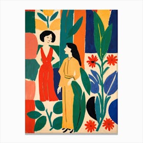 Two Women In A Garden Canvas Print