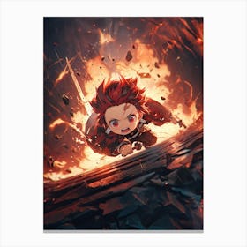 Anime Character In Flames Canvas Print