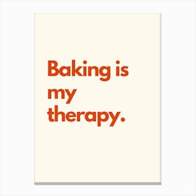 Baking Therapy Kitchen Typography Cream Red Canvas Print