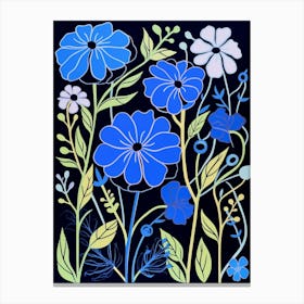 Blue Flower Illustration Nigella Love In A Mist 1 Canvas Print