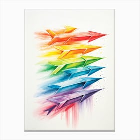 Arrows Composed Of Chalk And Crayon Strokes Floating Whimsically Against A Stark White Background (4) Canvas Print