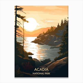 Acadia National Park Travel Poster Illustration Style 5 Canvas Print