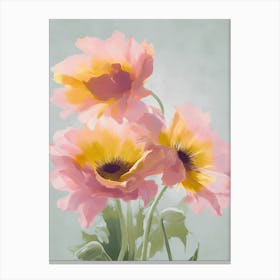 Sunflowers Flowers Acrylic Painting In Pastel Colours 2 Canvas Print