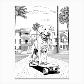 Dalmatian Dog Skateboarding Line Art 4 Canvas Print
