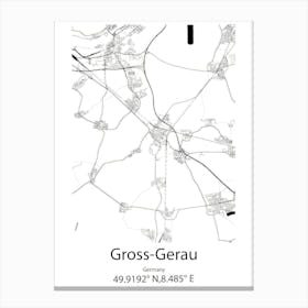 Gross Gerau,Germany Minimalist Map Canvas Print