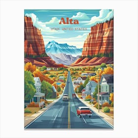 Alta Utah Wasatch Mountain Range Art Illustration Canvas Print