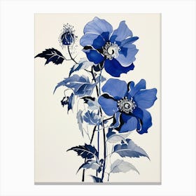 Blue Botanical Passionflower Canvas Print