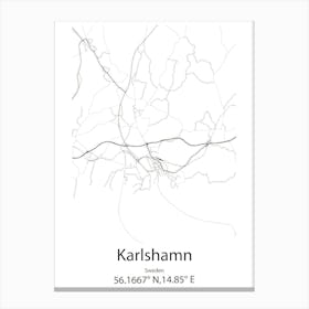 Karlshamn,Sweden Minimalist Map Canvas Print