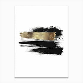 Gold And Black Brush Strokes 6 Canvas Print