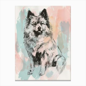 Pastel Keeshond Dog Pastel Line Illustration 1 Canvas Print