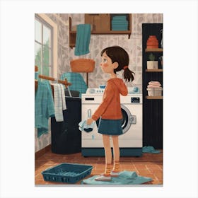 Girl In The Laundry Room Canvas Print