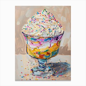 Trifle With Rainbow Sprinkles Beige Painting 4 Canvas Print