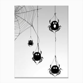 Spiders Hanging From A Web Canvas Print