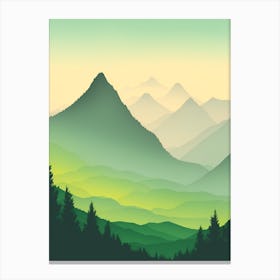 Misty Mountains Vertical Composition In Green Tone 71 Canvas Print