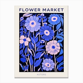 Blue Flower Market Poster Asters 5 Canvas Print
