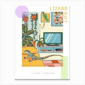 Lizard In The Living Room Modern Colourful Abstract Illustration 3 Poster Canvas Print
