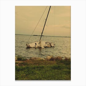 Sandy Point Abandoned Sailboat Canvas Print