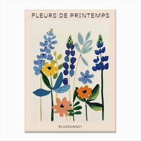 Spring Floral French Poster  Bluebonnet 2 Canvas Print