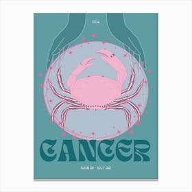 Teal Zodiac Cancer Canvas Print