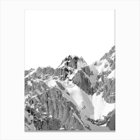 Mountain Tops with Snow Black and White Minimalist Art Print Canvas Print