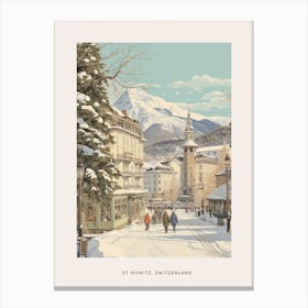 Vintage Winter Poster St Moritz Switzerland 2 Canvas Print